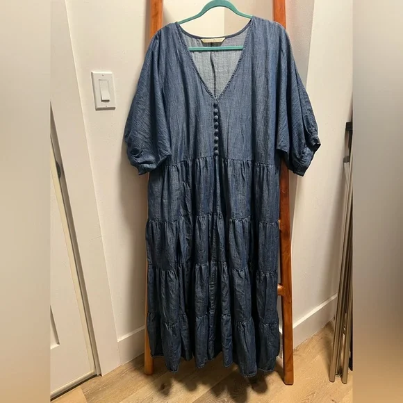 Boho Wayward Fancies Blue Cotton Maxi Dress - Picture 2 of 9